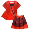 Kids Red Costume Princess T-shirt And Skirt Suit The Daughter Of The Queen Of Hearts Outfit
