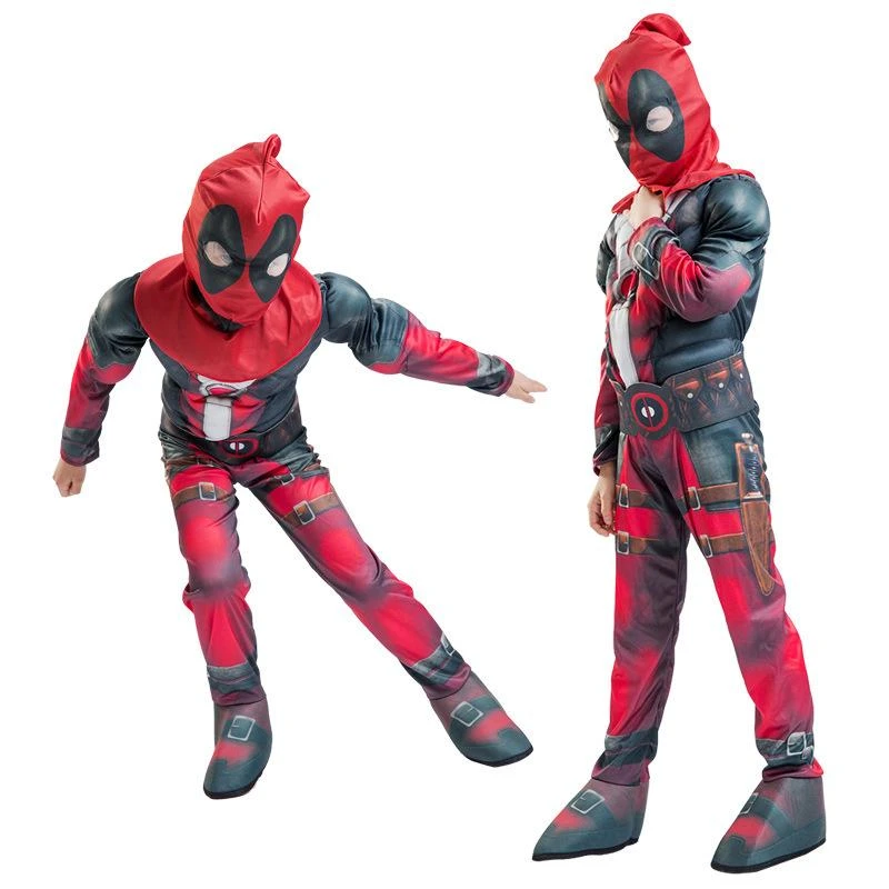 Kids Deady Pool Costume Red Muscle Jumpsuit With Helmet 2pcs Suit For Dress Up Party 7 Kids Deady Pool Costume Red Muscle Jumpsuit With Helmet 2pcs Suit For Dress Up Party - Image 7