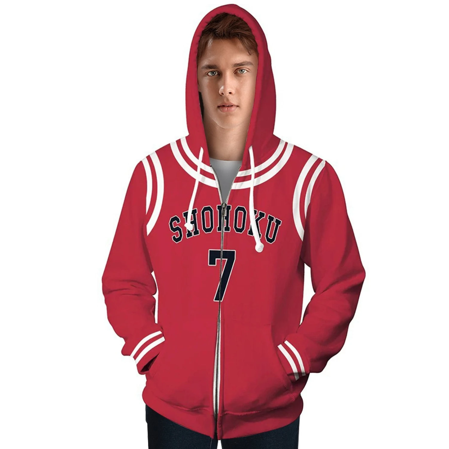 Slam Dunk Cosplay Costume Shohoku Zip-up Hoodie Unisex Hooded Sweatshirt For Adult 12 Slam Dunk Cosplay Costume Shohoku Zip-up Hoodie Unisex Hooded Sweatshirt For Adult - Image 12