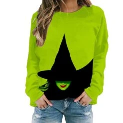 Women Elphaba Costume The Witch Of The West Casual Sweatshirt Wicked Green Shirt With Plus Size