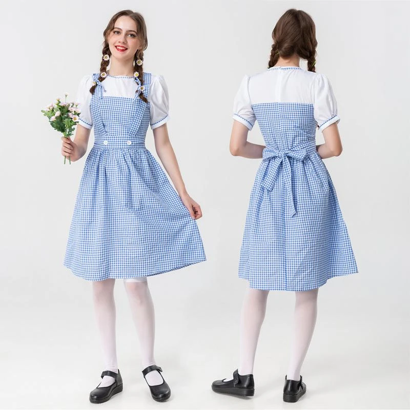 Adult Dorothea Costume Wizard Princess Dorothee Gale Blue Dress Halloween Cosplay Outfit 1 Adult Dorothea Costume Wizard Princess Dorothee Gale Blue Dress Halloween Cosplay Outfit
