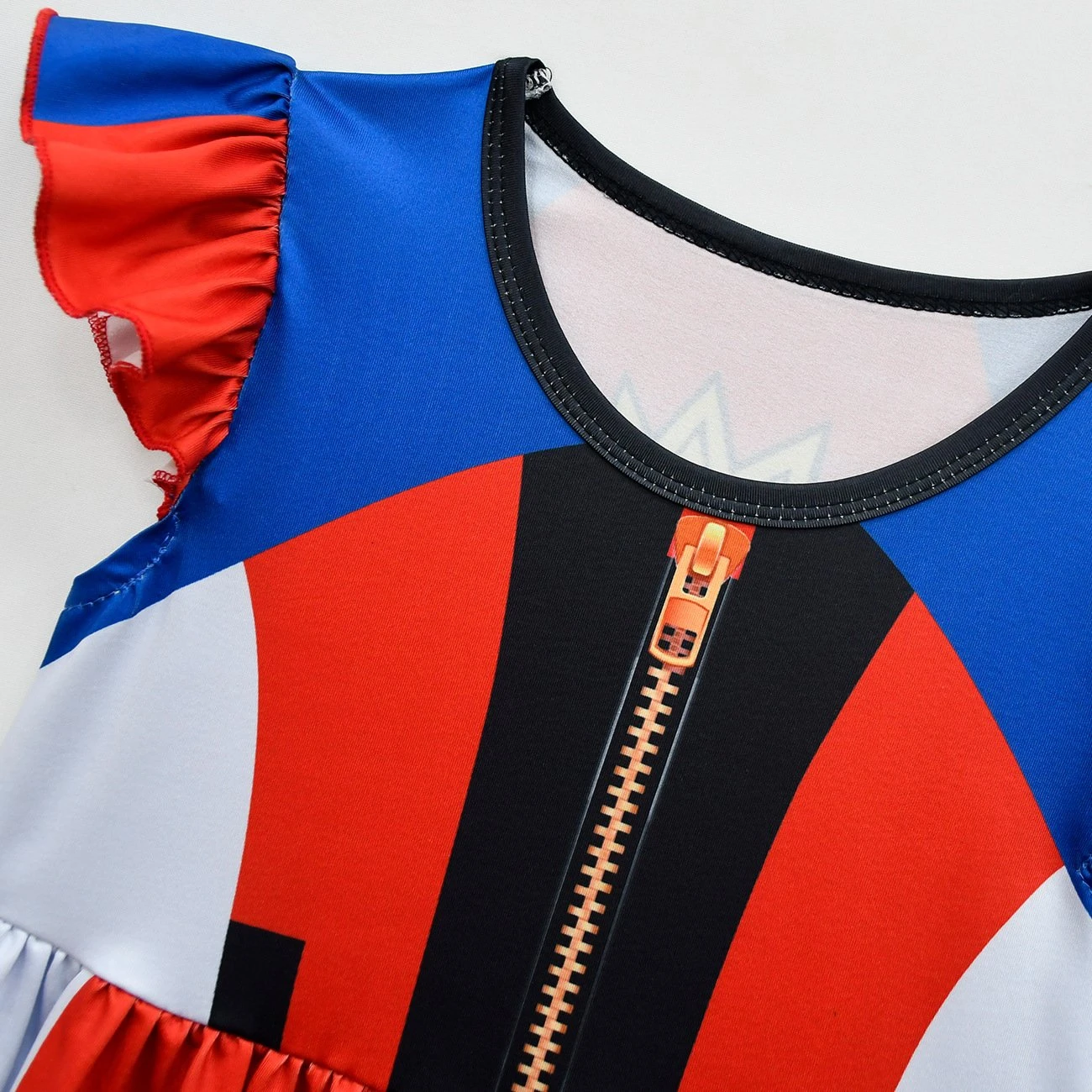 Girls Evie Costume Fly Sleeve Dress With Blue Wig For Halloween Cosplay 5 Girls Evie Costume Fly Sleeve Dress With Blue Wig For Halloween Cosplay - Image 5