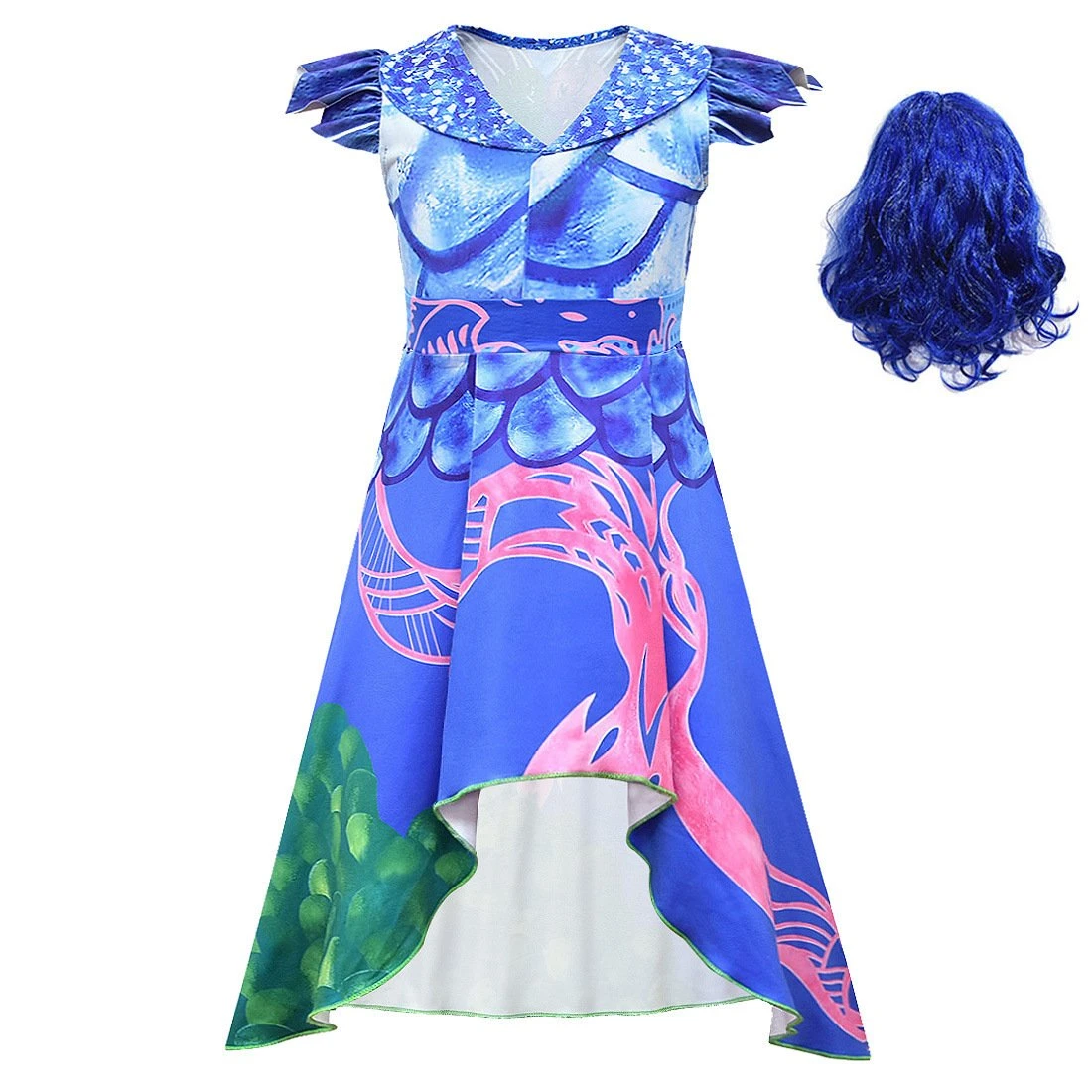 Girls Mal Dress Dragon Queen Fancy Party Costume For 4-10 Years 3 Girls Mal Dress Dragon Queen Fancy Party Costume For 4-10 Years - Image 3