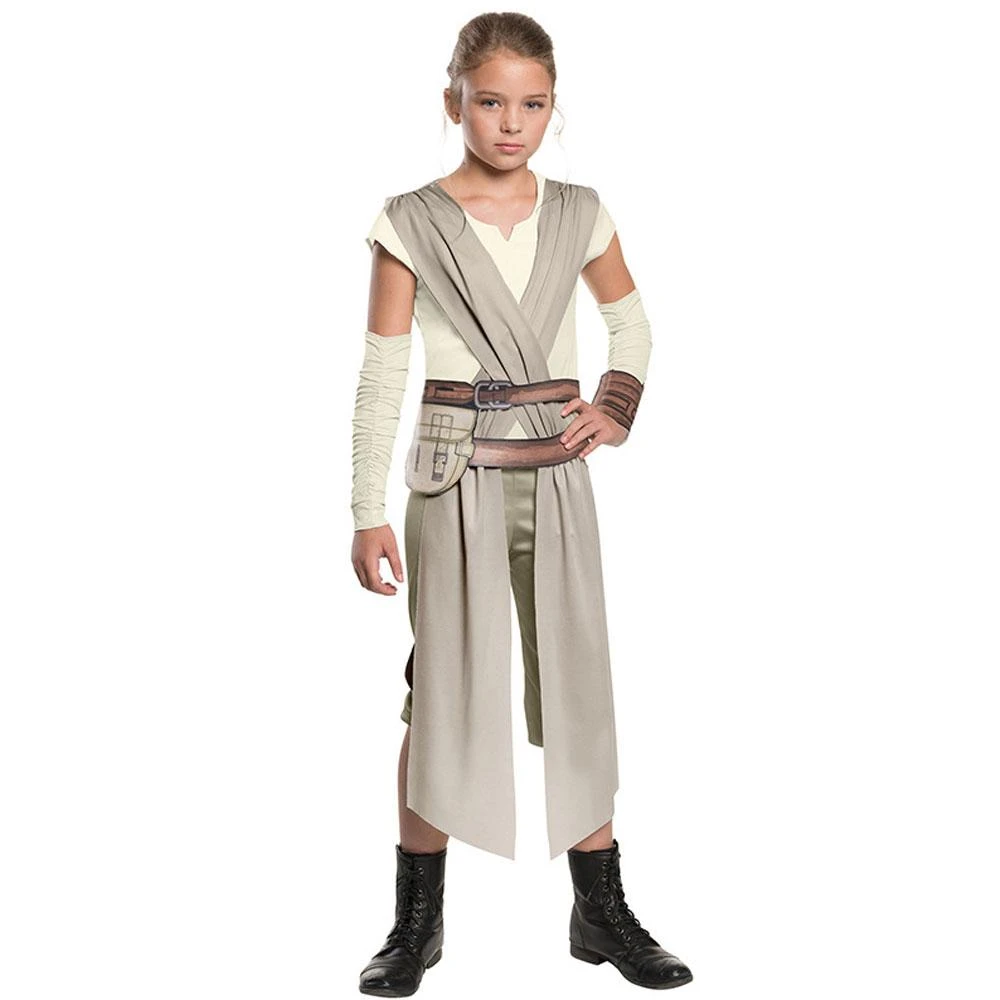 Girls Rey Costume Halloween Rey Cosplay Outfit Jumpsuit Belt And Wrist Band Suit 2 Girls Rey Costume Halloween Rey Cosplay Outfit Jumpsuit Belt And Wrist Band Suit - Image 2