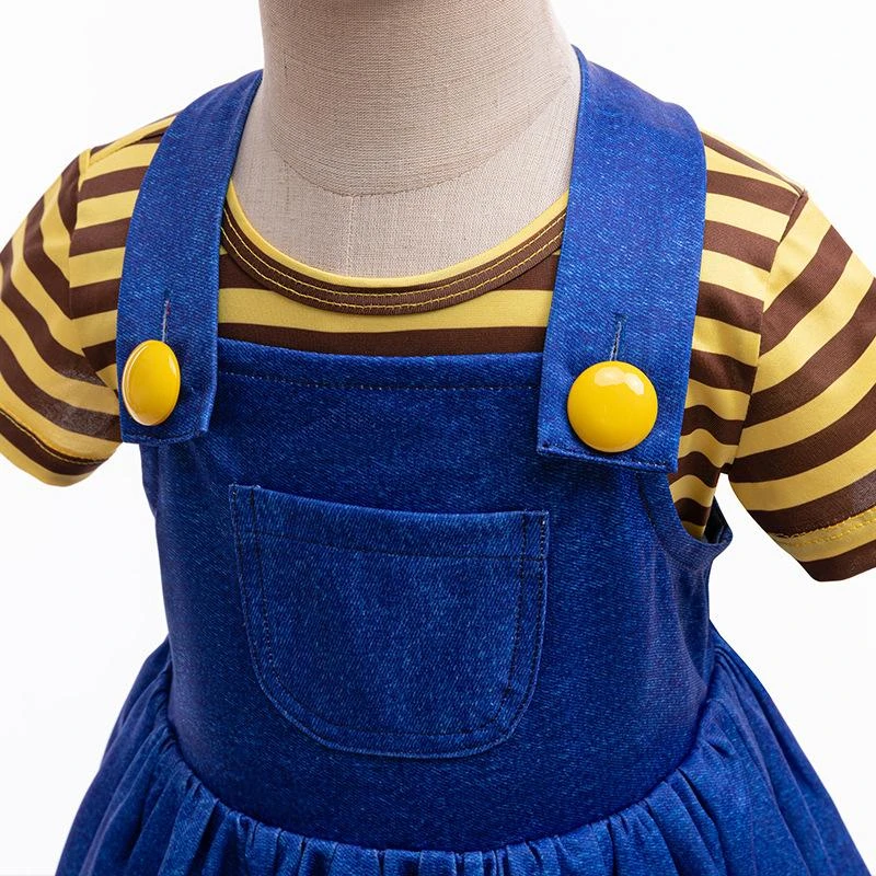 Girls Costume Blue Dress And Yellow Striped T-shirt Infant Halloween Costume 5 Girls Costume Blue Dress And Yellow Striped T-shirt Infant Halloween Costume - Image 5