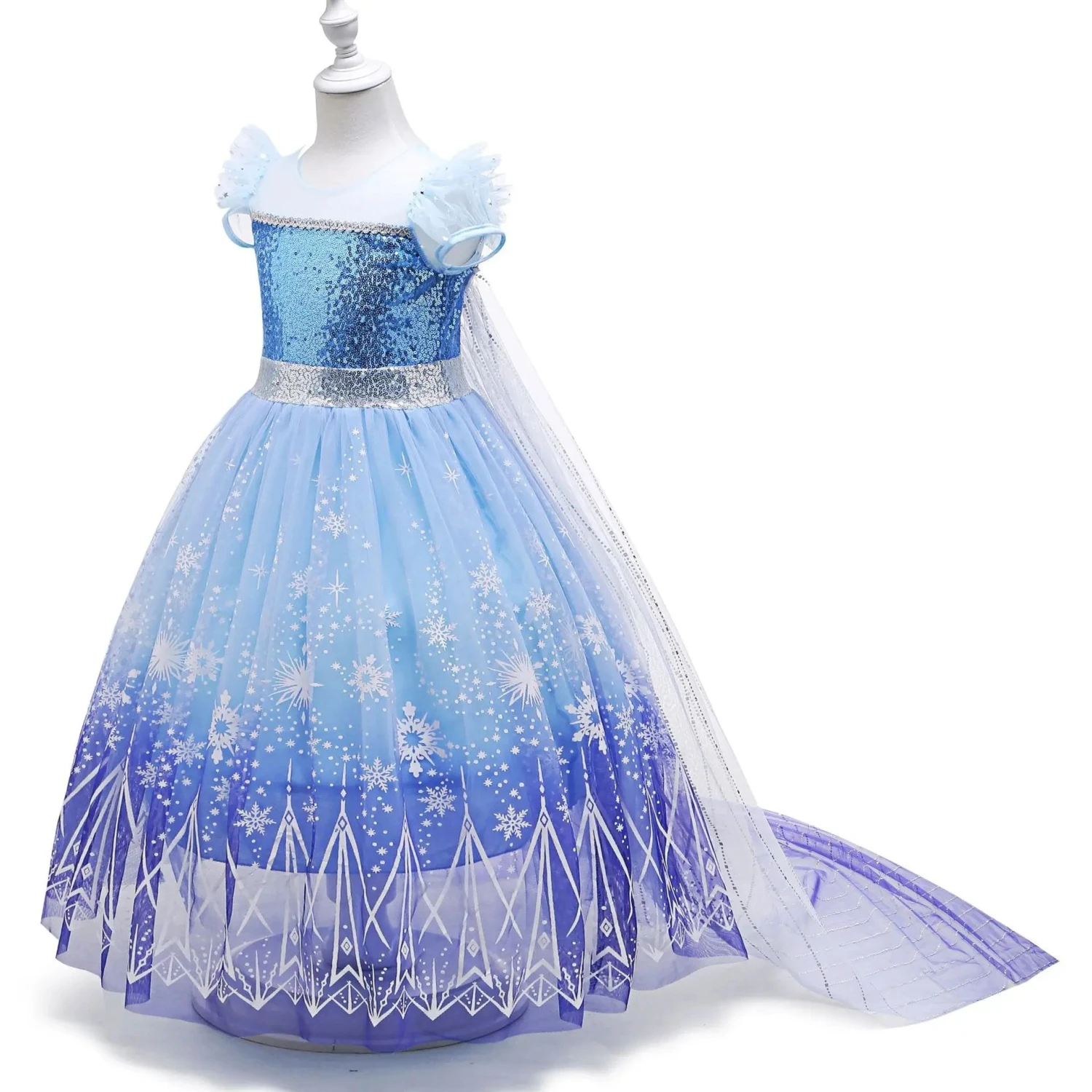 Elsa Costume Princess Dress Girls Light Up Dress Snowflake Trailing Party Dress Birthday Dres 7 Elsa Costume Princess Dress Girls Light Up Dress Snowflake Trailing Party Dress Birthday Dres - Image 7