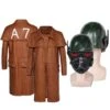 Fallout Cosplay Costume NCR Veteran Ranger A7 Military Faux Leather Coat And Helmet