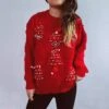 Female Christmas Sweater Warm Xmas Party Outfit Cute Holiday Costume For Women