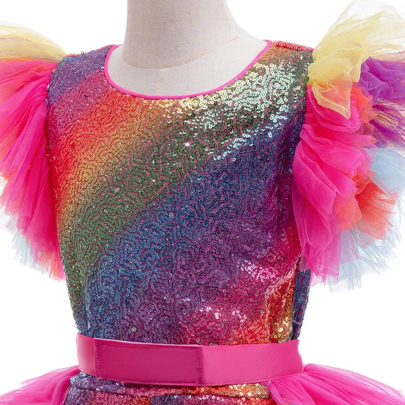 Girls Mardi Gras Costume Sequined Jumpsuit With Tiered Tulle Overskirt For Carnival Parade 5 Girls Mardi Gras Costume Sequined Jumpsuit With Tiered Tulle Overskirt For Carnival Parade - Image 5