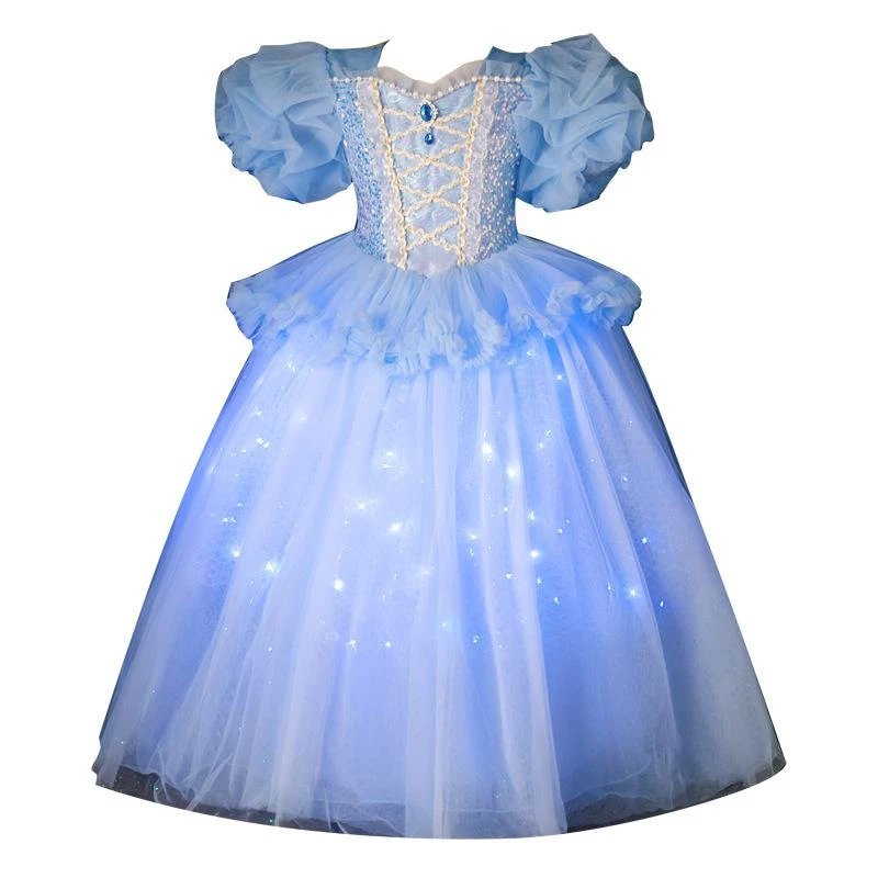 Kids Elsa Dress Light Up Princess Dress With Trailing Cape Ice Queen Glowing Elsa Costume 7 Kids Elsa Dress Light Up Princess Dress With Trailing Cape Ice Queen Glowing Elsa Costume - Image 7