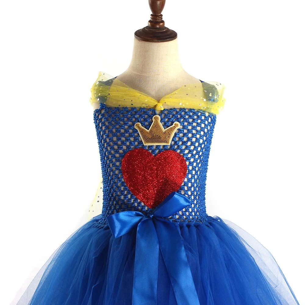 Girls Evie Dress Blue Ball Gown Tulle Party Dress With Crown For Cosplay 7 Girls Evie Dress Blue Ball Gown Tulle Party Dress With Crown For Cosplay - Image 7