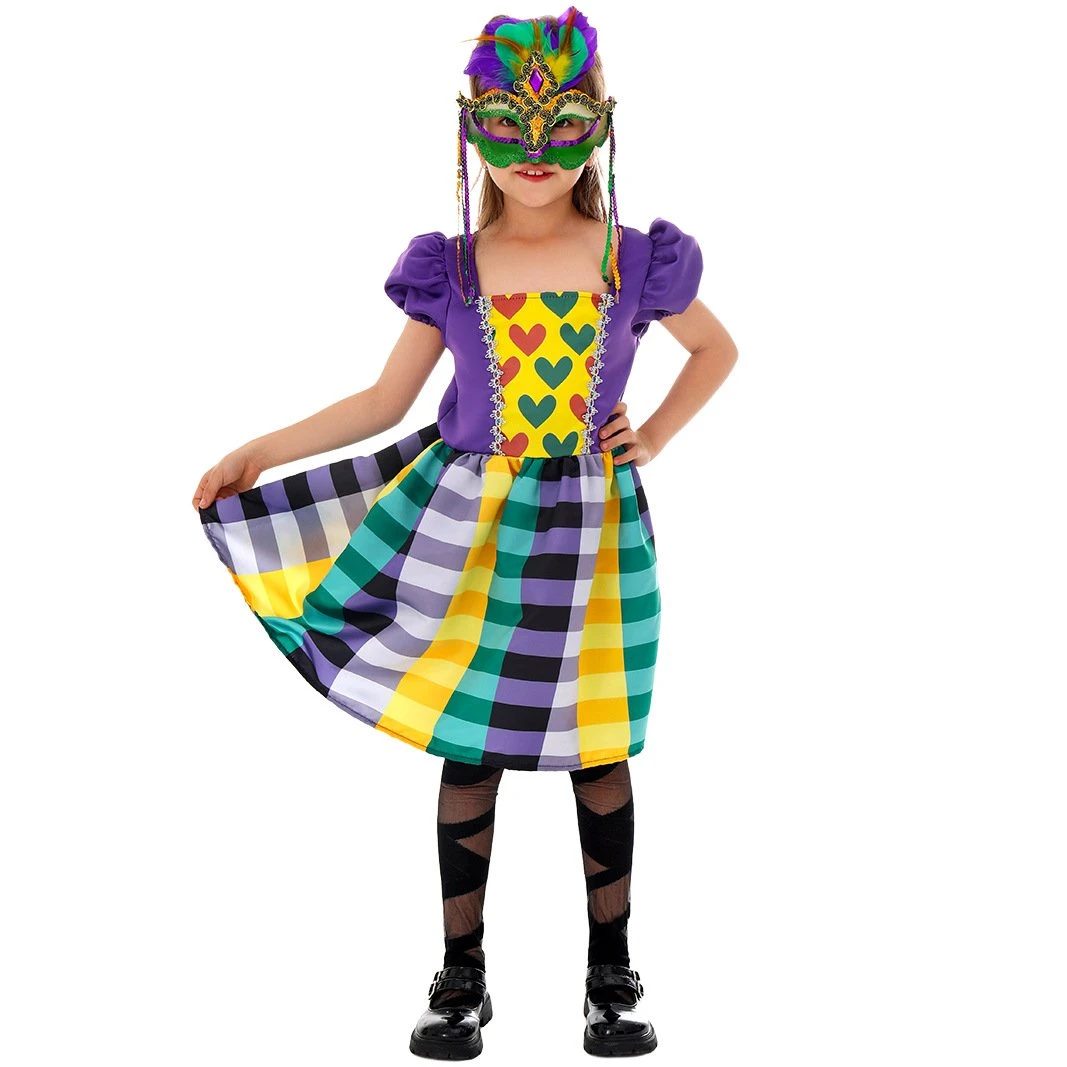 Kids Mardi Gras Dress And Mask Madrigas Costume Funny Outfit For Carnival 2 Kids Mardi Gras Dress And Mask Madrigas Costume Funny Outfit For Carnival - Image 2