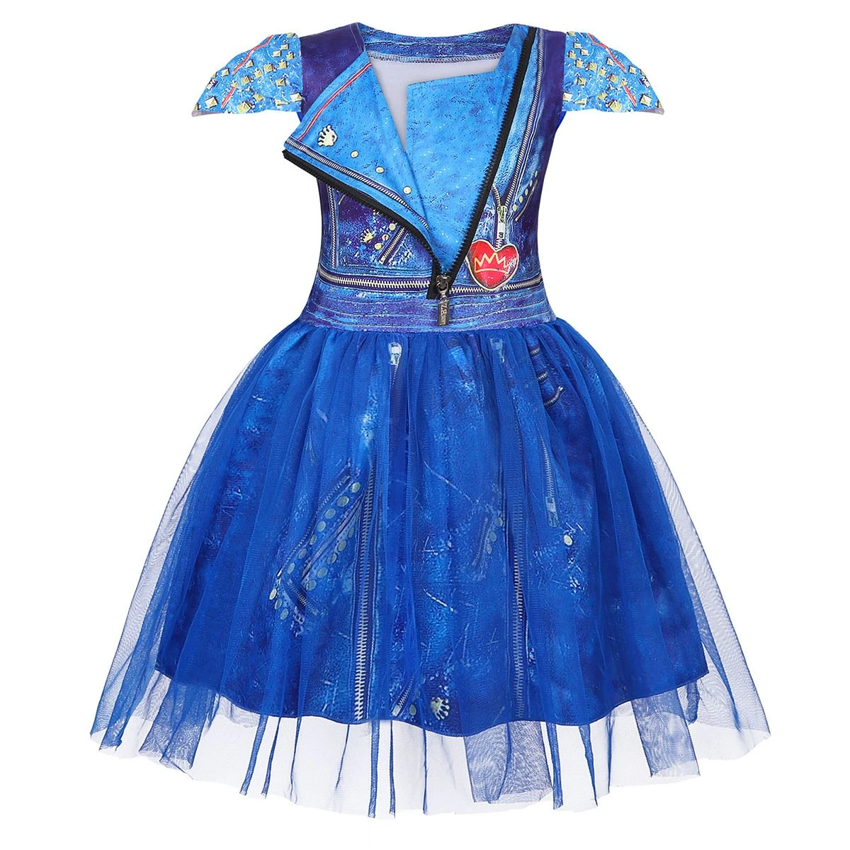 Girls Evie Costume Princess Birthday Party Tulle Dress Cosplay Fancy Outfit 4 Girls Evie Costume Princess Birthday Party Tulle Dress Cosplay Fancy Outfit - Image 4