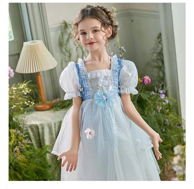 Girl Mermaid Princess Dress Cute Puff Sleeve Sequin Ball Gown Dress Fancy Dress Up Costume 2 Girl Mermaid Princess Dress Cute Puff Sleeve Sequin Ball Gown Dress Fancy Dress Up Costume - Image 2