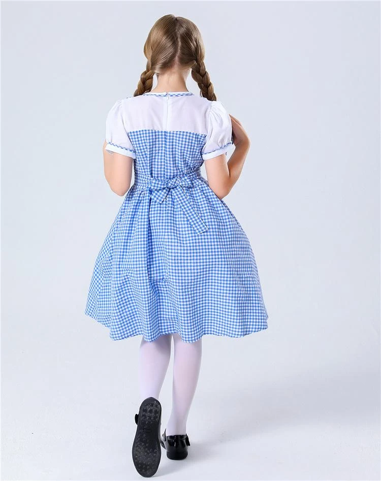 Girls Dorothea Costume Kids Wizard Princess Dorothee Gale Blue Dress For Cosplay 4 Girls Dorothea Costume Kids Wizard Princess Dorothee Gale Blue Dress For Cosplay - Image 4