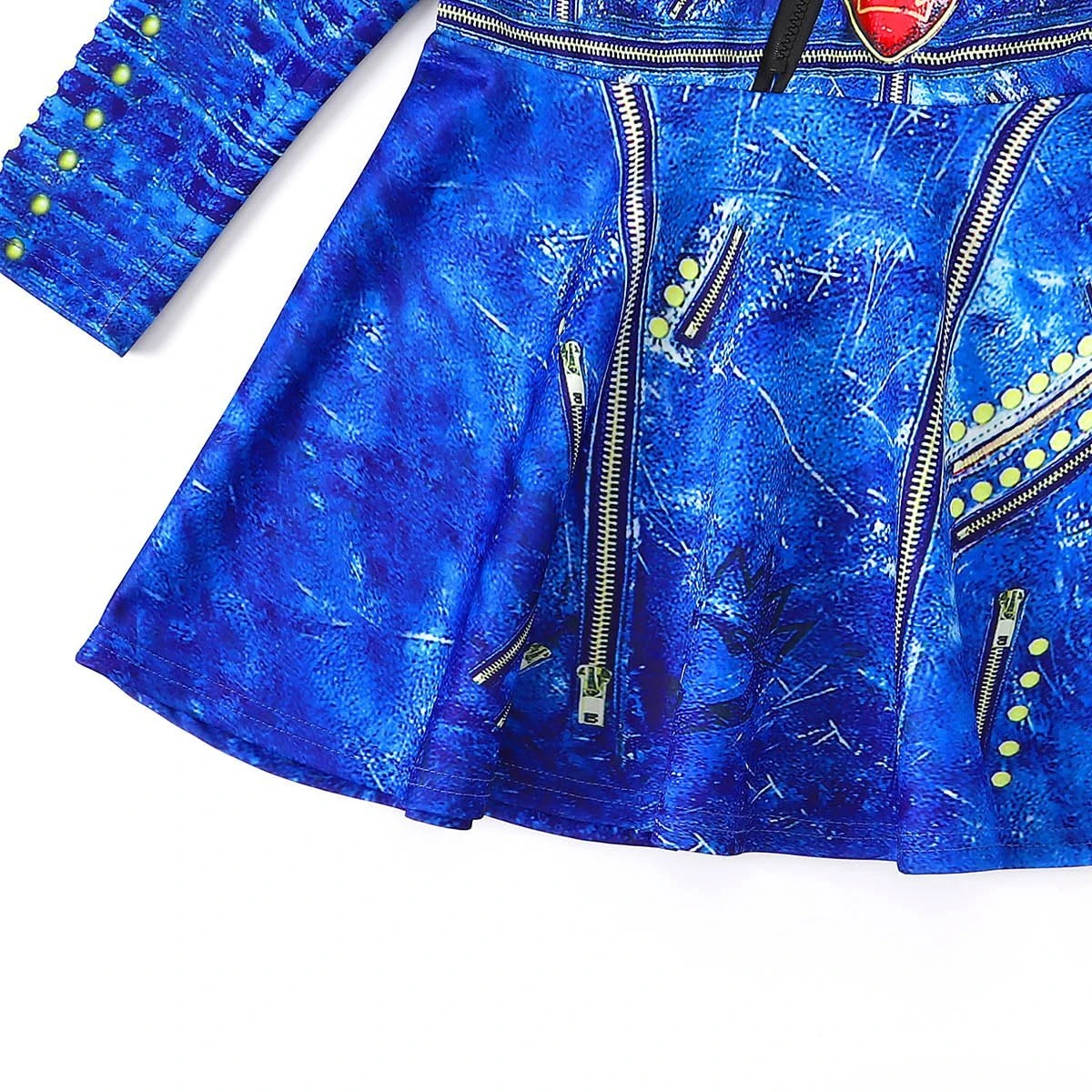 Girls Evie Costume Blue Dress And Wig Cosplay Outfit For Halloween Party 7 Girls Evie Costume Blue Dress And Wig Cosplay Outfit For Halloween Party - Image 7