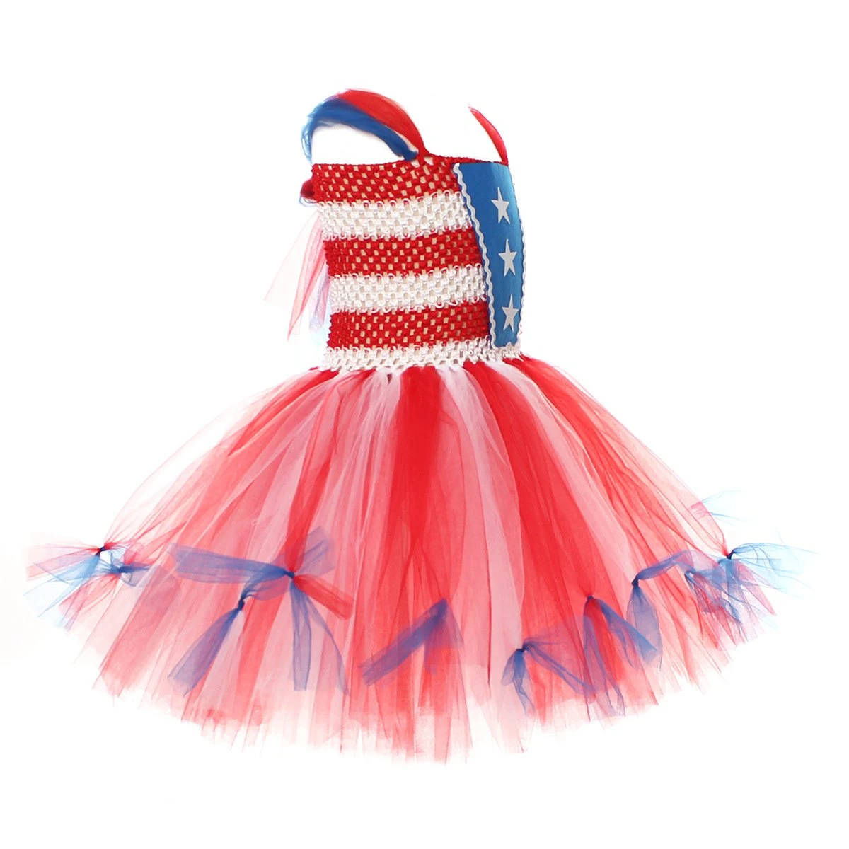 Girl American Flag Dress And Headband 4th Of July Clothes For National Day Parade 6 Girl American Flag Dress And Headband 4th Of July Clothes For National Day Parade - Image 6