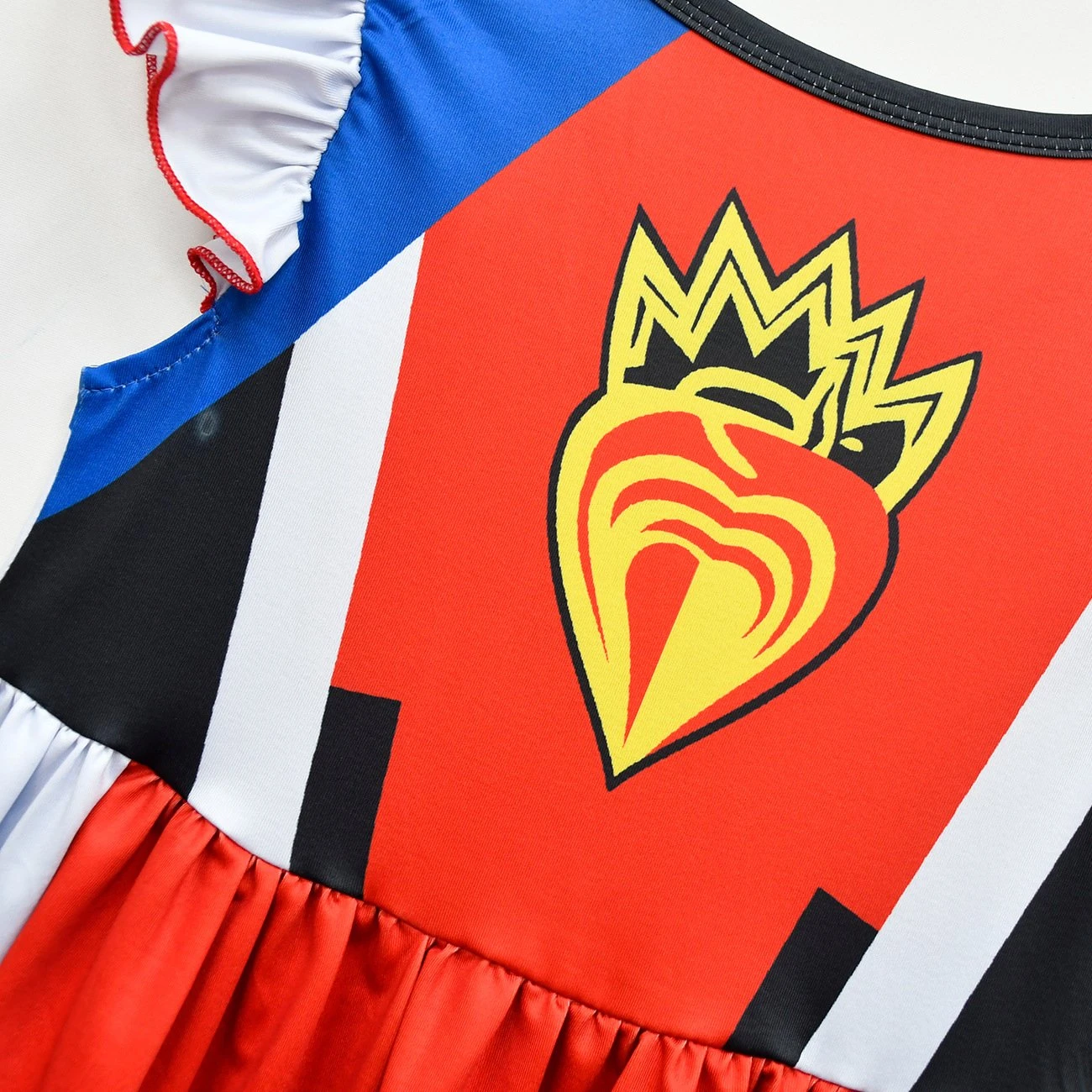 Girls Evie Costume Fly Sleeve Dress With Blue Wig For Halloween Cosplay 4 Girls Evie Costume Fly Sleeve Dress With Blue Wig For Halloween Cosplay - Image 4