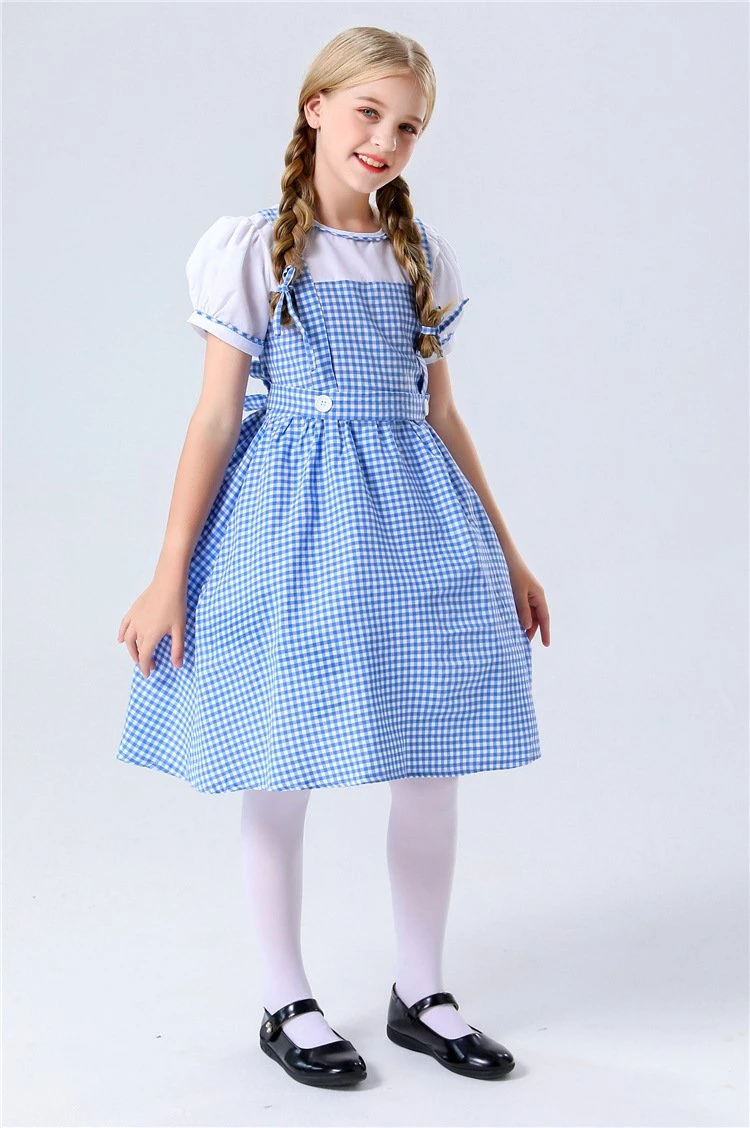 Girls Dorothea Costume Kids Wizard Princess Dorothee Gale Blue Dress For Cosplay 5 Girls Dorothea Costume Kids Wizard Princess Dorothee Gale Blue Dress For Cosplay - Image 5