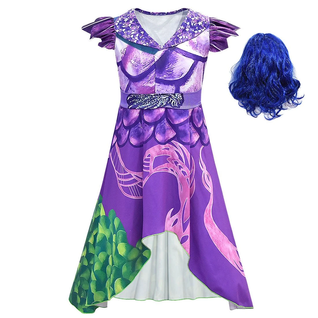 Girls Mal Dress Dragon Queen Fancy Party Costume For 4-10 Years 1 Girls Mal Dress Dragon Queen Fancy Party Costume For 4-10 Years