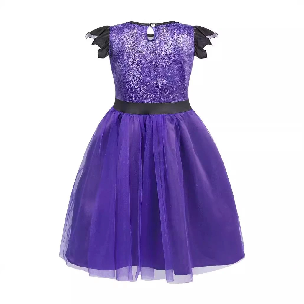 Girls Mal Dress Princess Fancy Party Tulle Dress Wig For Halloween Party 4 Girls Mal Dress Princess Fancy Party Tulle Dress Wig For Halloween Party - Image 4