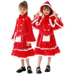 Children Toys Sale 29 Girls Christmas Dress And Warm Red Hooded Xmas Cape For Christmas Party