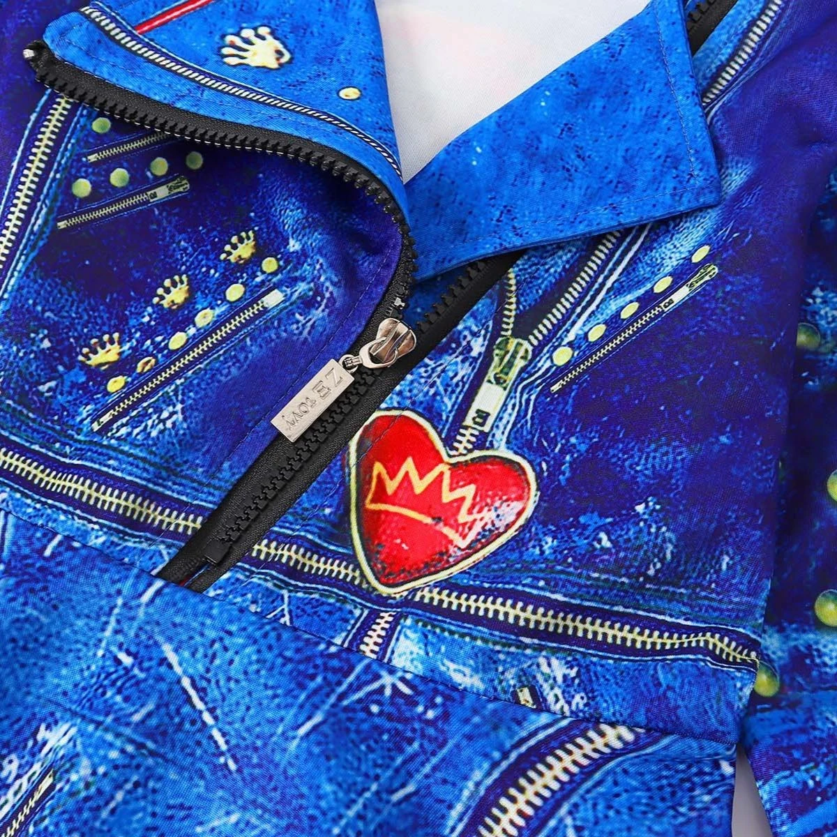 Girls Evie Costume Blue Dress And Wig Cosplay Outfit For Halloween Party 4 Girls Evie Costume Blue Dress And Wig Cosplay Outfit For Halloween Party - Image 4