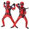 Kids Deady Pool Costume Red Jumpsuit With Helmet Backpack And Swords For Halloween Cosplay