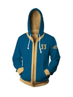 Adult Fallout Vault 33 Costume Vault 111 Nate And Nora Zip Up Hoodie Unisex Sweatshirt With Plus Size