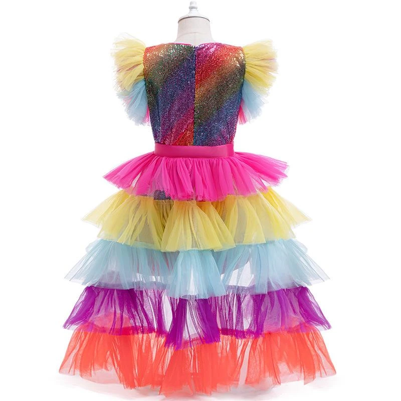 Girls Mardi Gras Costume Sequined Jumpsuit With Tiered Tulle Overskirt For Carnival Parade 3 Girls Mardi Gras Costume Sequined Jumpsuit With Tiered Tulle Overskirt For Carnival Parade - Image 3