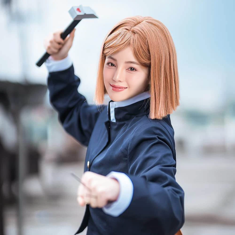 Nobara Kugisaki Costume JJK Blue Nobara Cosplay Shirt Dress Bag Wig Full Set 6 Nobara Kugisaki Costume JJK Blue Nobara Cosplay Shirt Dress Bag Wig Full Set - Image 6