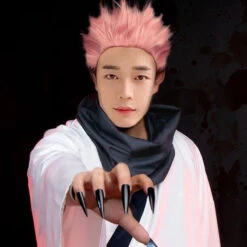 Adult JJK Sukuna Outfit Ryomen Sukuna Costume White Kimono Scarf And Wig For Cosplay -Children Toys Sale jujutsu kaisen cosplay costume 8