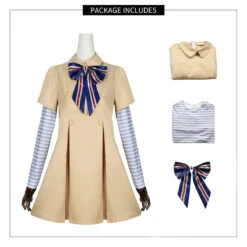 Megan Dress Kids Adults AI Robot Khaki Costume Shirt Dress And Bowknot Full Set For Halloween Carnival 13 Megan Dress Kids Adults AI Robot Khaki Costume Shirt Dress And Bowknot Full Set For Halloween Carnival -Children Toys Sale ken cowboy costume kids11