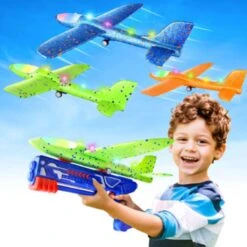 Airplane Launcher Toys 2 Flight Modes LED Foam Glider Kids Catapult Plane For Boys And Girls