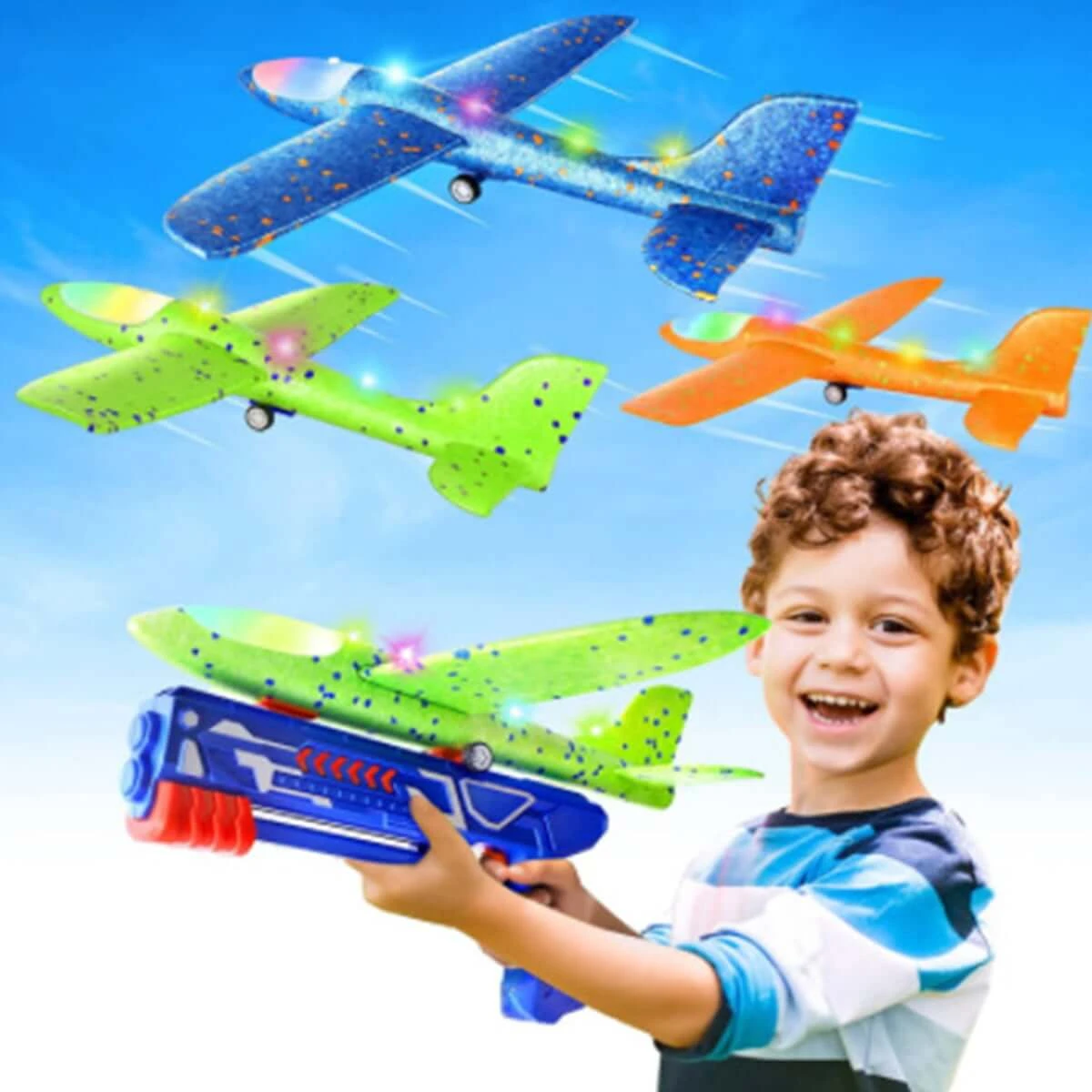 Airplane Launcher Toys 2 Flight Modes LED Foam Glider Kids Catapult Plane For Boys And Girls 1 Airplane Launcher Toys 2 Flight Modes LED Foam Glider Kids Catapult Plane For Boys And Girls