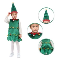 Kids Christmas Tree Costume Green Xmas Dress Hat And White Pantyhose For Girls 10 Kids Christmas Tree Costume Green Xmas Dress Hat And White Pantyhose For Girls -Children Toys Sale kids christmas tree costume 5