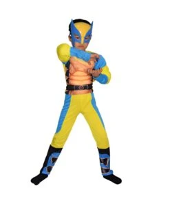Kids James Howlett Outfit Deady Pool Logan Cosplay Costume With LED Helmet And Claws -Children Toys Sale kids deadpool wolverine costume 5