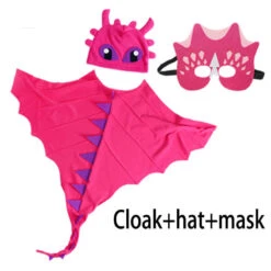 Kids Dragon Cloak With Hat Mask 3pcs Dinosaur Cosplay Costume Cape For Halloween Party -Children Toys Sale kids dinosaur cloak costume 3