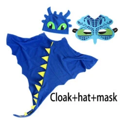 Kids Dragon Cloak With Hat Mask 3pcs Dinosaur Cosplay Costume Cape For Halloween Party -Children Toys Sale kids dinosaur cloak costume 9