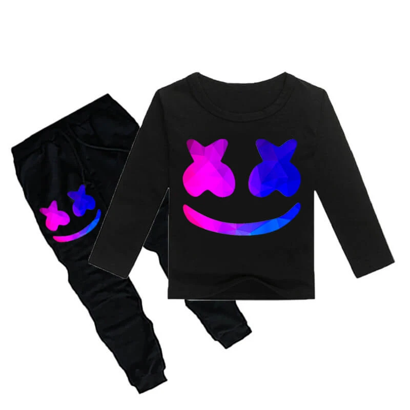 Boys Girls DJ Marshmallo Costume Smile Face Casual Tops And Pants 2pcs Sweatshirt Suit For Kids 1 Boys Girls DJ Marshmallo Costume Smile Face Casual Tops And Pants 2pcs Sweatshirt Suit For Kids
