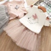 Kids Easter Dress 3T-7 Bunny T-shirt And Tutu Skirt 2pcs Suit Girls Easter Outfit