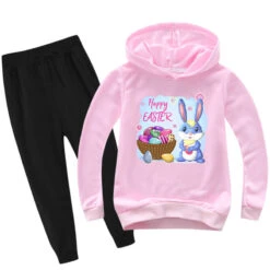 Kids Easter Hoodie Pants Cute Bunny With Eggs Casual Costume Two Piece Set Boys Girls Easter Outfit -Children Toys Sale kids easter outfit 1