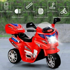 6V Electric Ride-on Motorcycle Kids 3 Wheels Ride On Car With Music, Horn And Headlights -Children Toys Sale kids ride on 3 wheels motorcycle 16