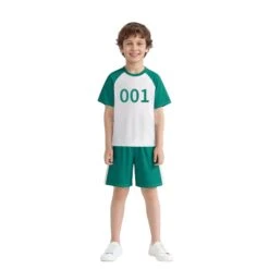 Kids Players Costume Game Cosplay Green T-shirt And Shorts 2pcs Suit For Boys Girls -Children Toys Sale kids squid game costume 3