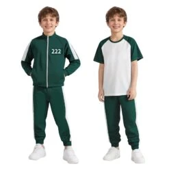 Kids Green Players Tracksuit With T-shirt 3PCS Set With Velcro Number Patches -Children Toys Sale kids squid game costume 8 b8db5b8e f152 40c8 a397 fc99620c003c
