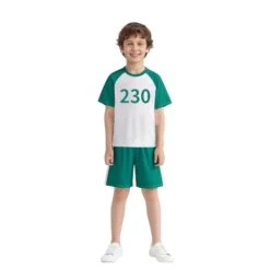Kids Players Costume Game Cosplay Green T-shirt And Shorts 2pcs Suit For Boys Girls