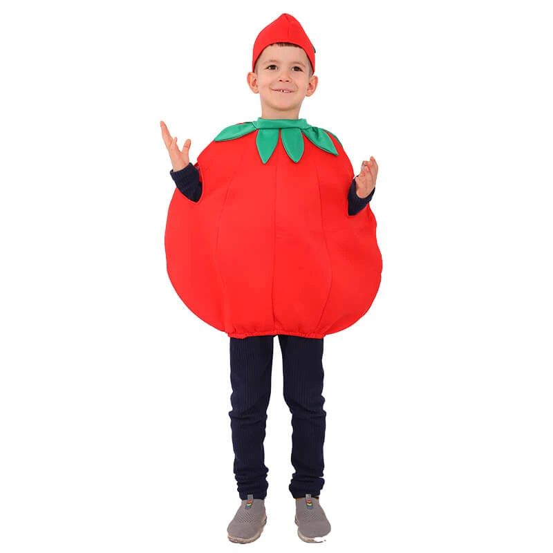 Children Tomato Costume Vegetable Stage Dress Up Halloween Cosplay Outfit For Boys Girls 4 Children Tomato Costume Vegetable Stage Dress Up Halloween Cosplay Outfit For Boys Girls - Image 4
