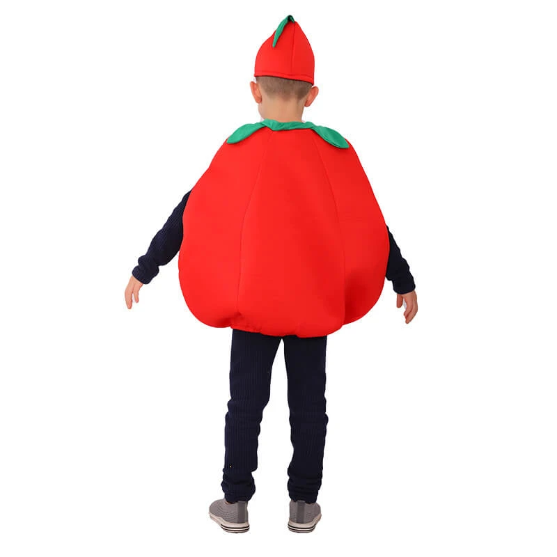 Children Tomato Costume Vegetable Stage Dress Up Halloween Cosplay Outfit For Boys Girls 6 Children Tomato Costume Vegetable Stage Dress Up Halloween Cosplay Outfit For Boys Girls - Image 6