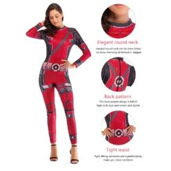 Lady Deady Pool Cosplay Costume Women Red Jumpsuit And Helmet For Halloween Party -Children Toys Sale lady deadpool costume 3