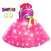Pink Princess Dress Light Up Dress Iconic Movie Cosplay Costumes Cowgirl Dress With Headband And Earrings